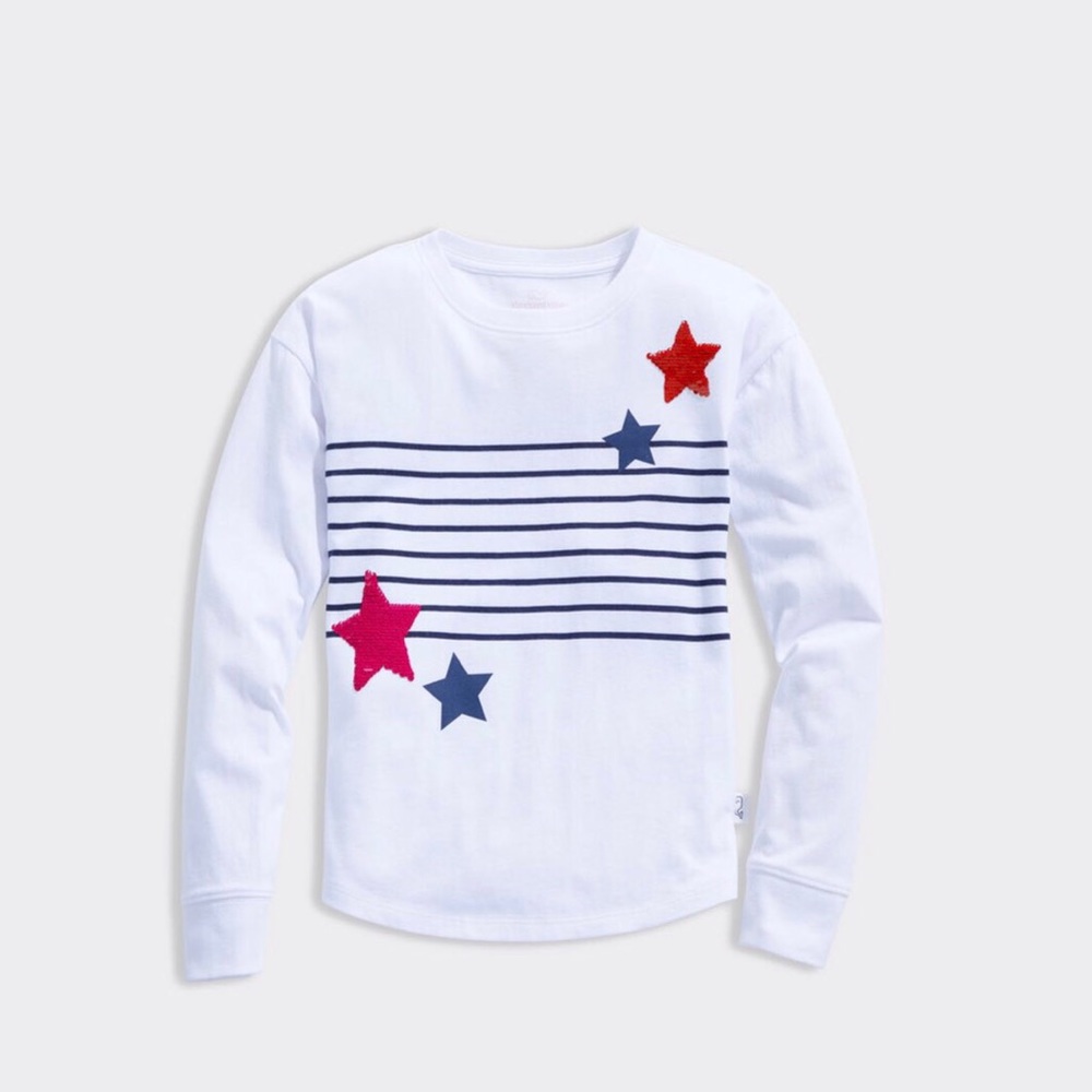 Vineyard vine Flip Sequins Star T Shirt Girls’ XL